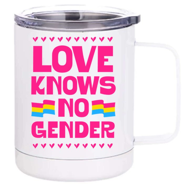 Love Knows No Gender Pansexual Pride Flag Heart Love Style Gift Front & Back 12oz Stainless Steel Tumbler Cup