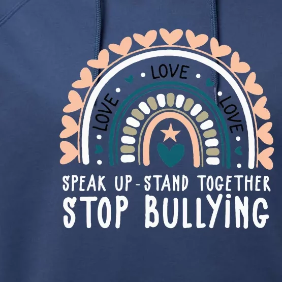 Love Kindness Rainbow Stop Bullying Unity Day Orange Teacher Performance Fleece Hoodie