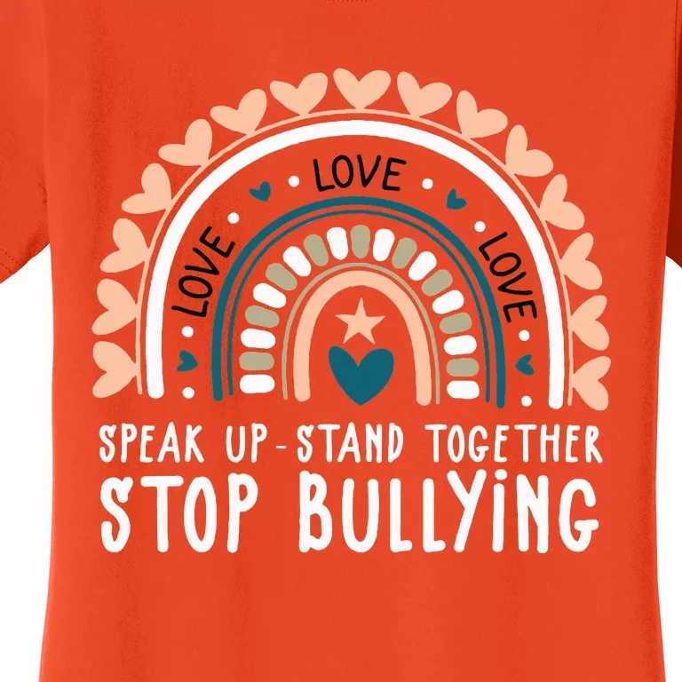 Love Kindness Rainbow Stop Bullying Unity Day Orange Teacher Women's T-Shirt