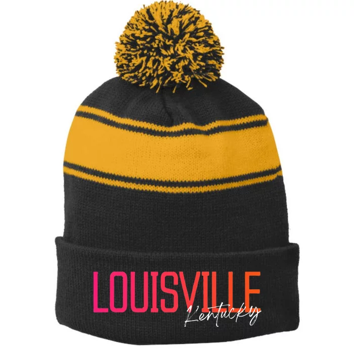 Louisville Kentucky Souvenir Vintage Kentucky Louisville Stripe Pom Pom Beanie