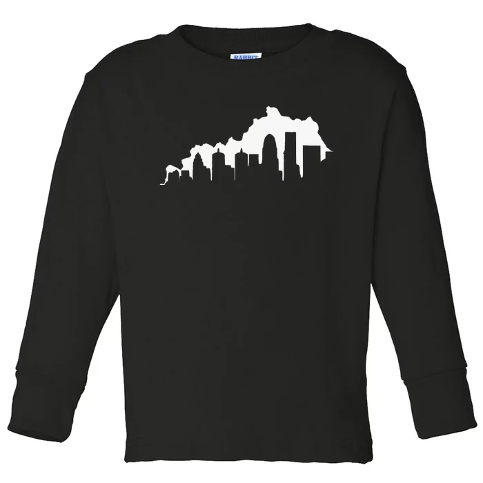 Louisville Kentucky Skyline Ky State Pride Silhouette 502 Toddler Long Sleeve Shirt