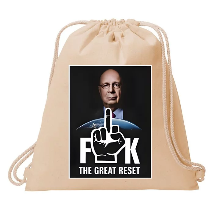 Limited Klaus Schwab Fuck The Great Reset Drawstring Bag