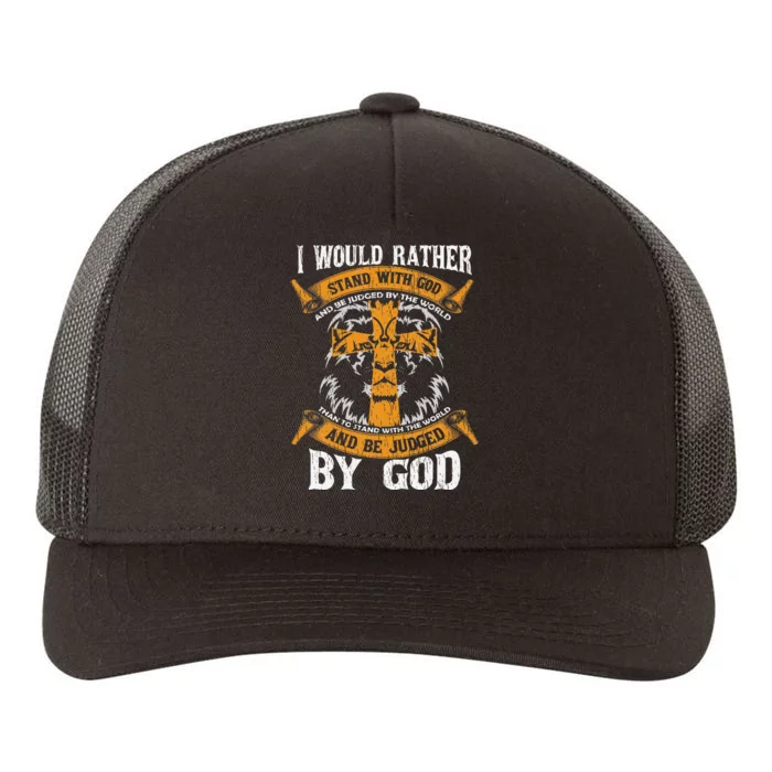 Lion Knight Templar I Would Rather Stand With God Sayings Yupoong Adult 5-Panel Trucker Hat