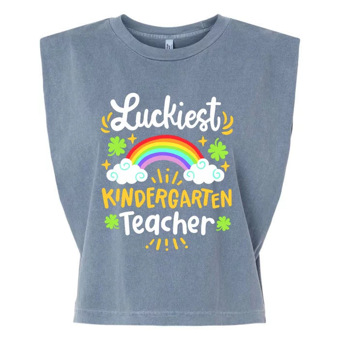 Luckiest Kindergarten Teacher St Patricks Day School Garment-Dyed Women's Muscle Tee