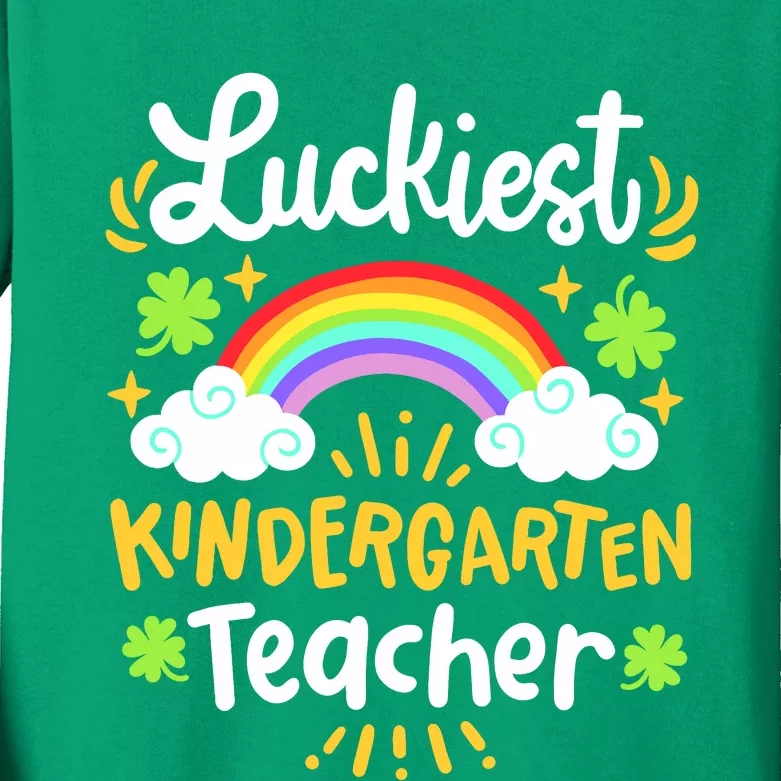 Luckiest Kindergarten Teacher St Patricks Day School Kids Long Sleeve Shirt