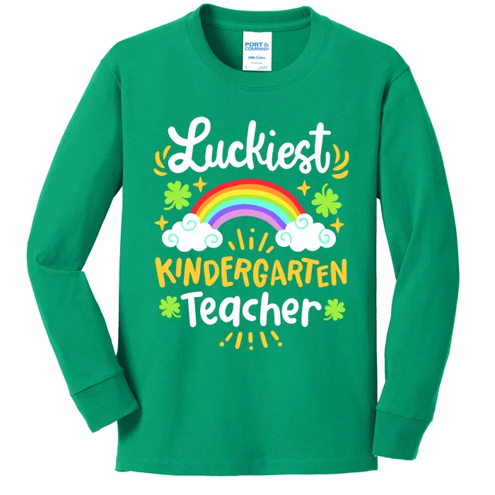 Luckiest Kindergarten Teacher St Patricks Day School Kids Long Sleeve Shirt