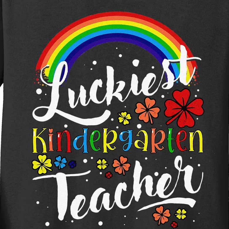 Luckiest Kindergarten Teacher St Patricks Day Kids Long Sleeve Shirt