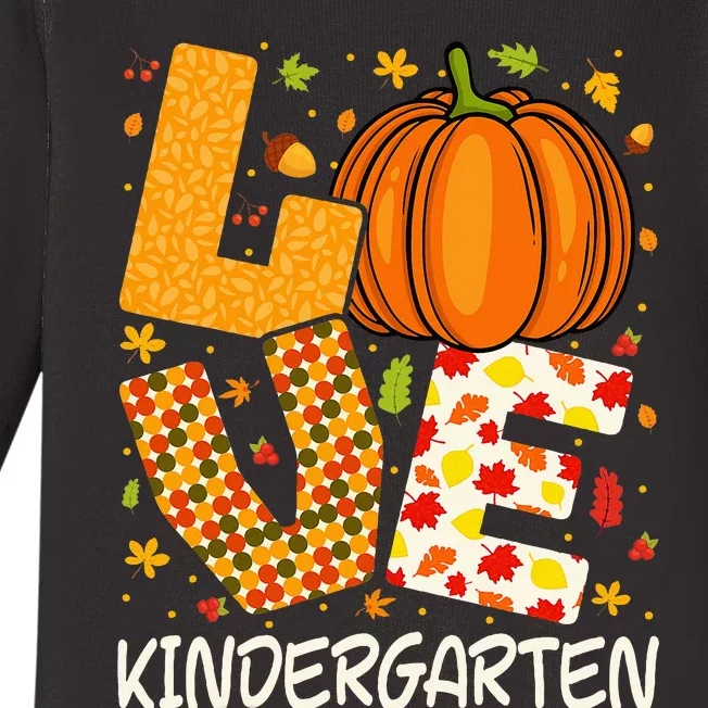 Love Kindergarten Teacher Pumpkin Fall Autumn Thanksgiving Baby Long Sleeve Bodysuit