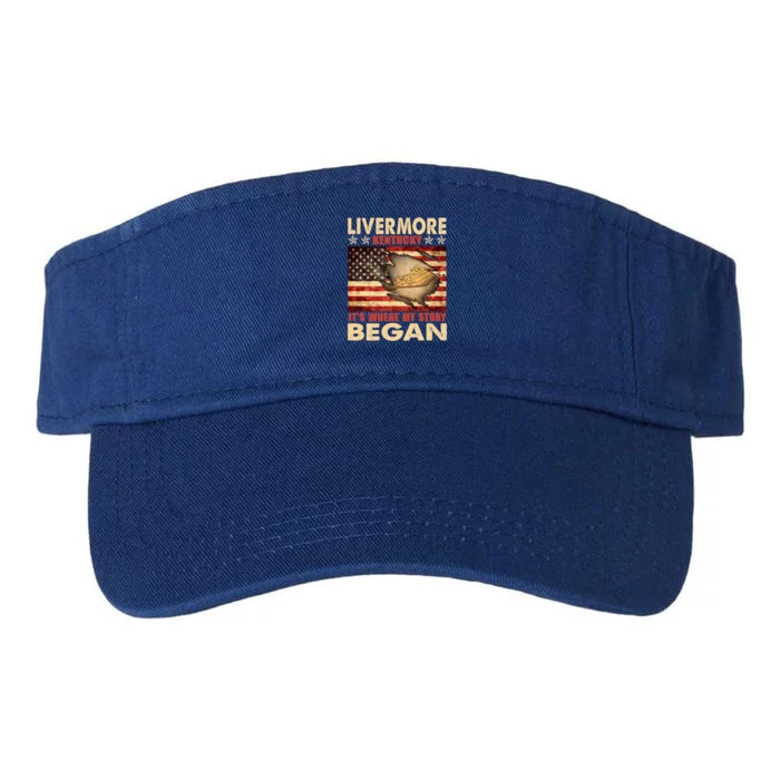 Livermore Kentucky Usa Flag 4th Of July Gift Valucap Bio-Washed Visor