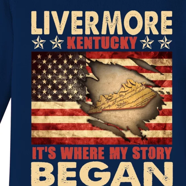 Livermore Kentucky Usa Flag 4th Of July Gift Baby Long Sleeve Bodysuit