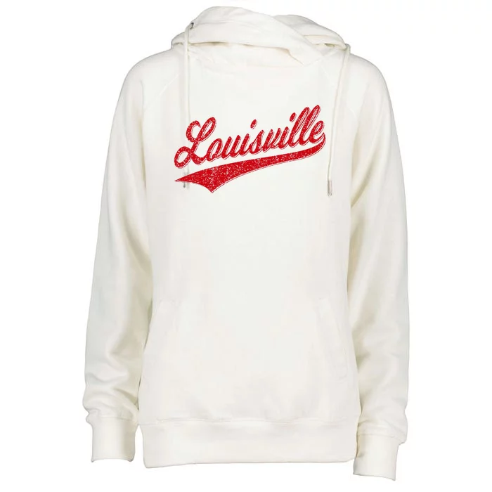 Louisville Kentucky Varsity Script Classic Sports Jersey Womens Funnel Neck Pullover Hood