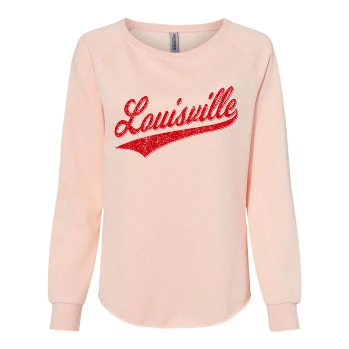 Louisville Kentucky Varsity Script Classic Sports Jersey Womens California Wash Sweatshirt