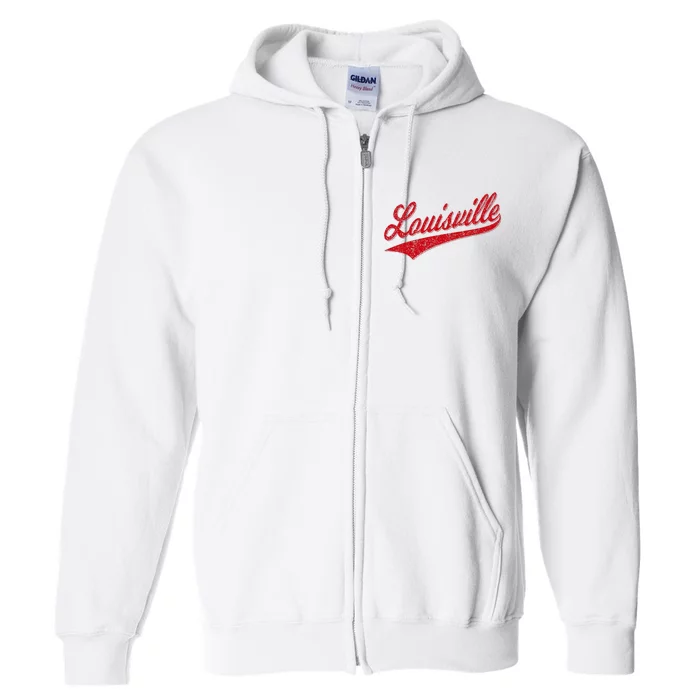 Louisville Kentucky Varsity Script Classic Sports Jersey Full Zip Hoodie