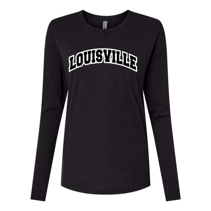 Louisville Kentucky Varsity Style Vintage Red Womens Cotton Relaxed Long Sleeve T-Shirt