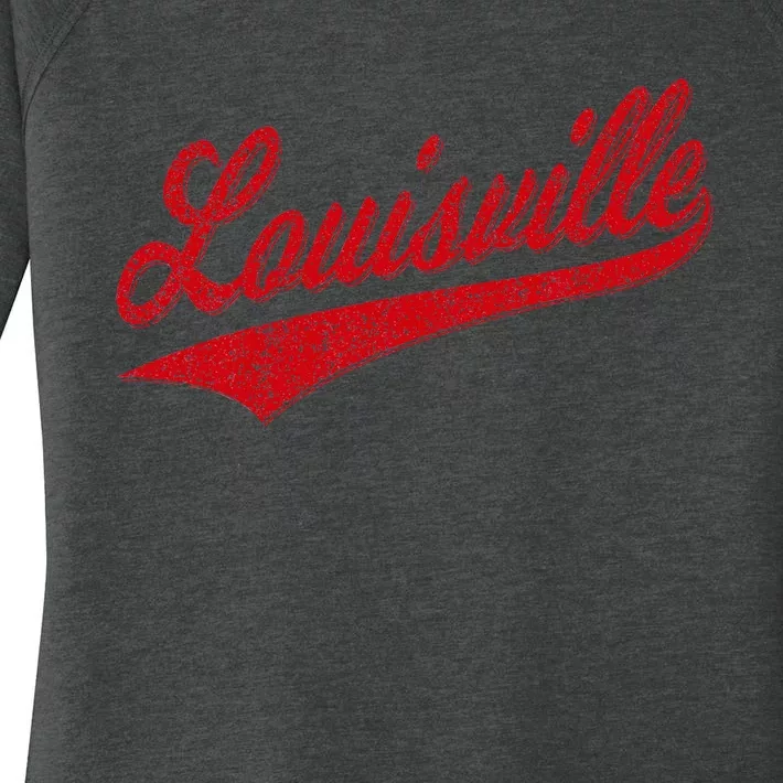 Louisville Kentucky Varsity Script Classic Sports Jersey Women's Perfect Tri Tunic Long Sleeve Shirt