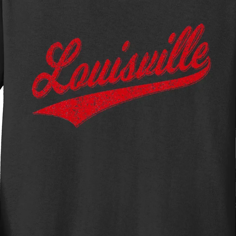 Louisville Kentucky Varsity Script Classic Sports Jersey Kids Long Sleeve Shirt