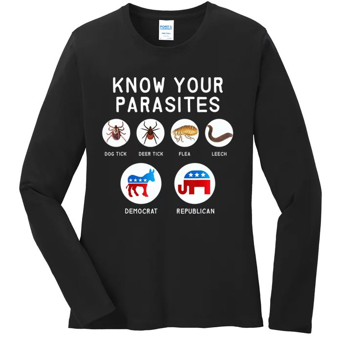 Libertarian Know Your Parasites Ladies Long Sleeve Shirt