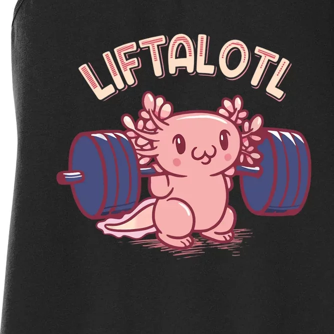 Liftalotl Lifting Axolotl Weightlifting Gym Workout Girl Boy Women's Racerback Tank