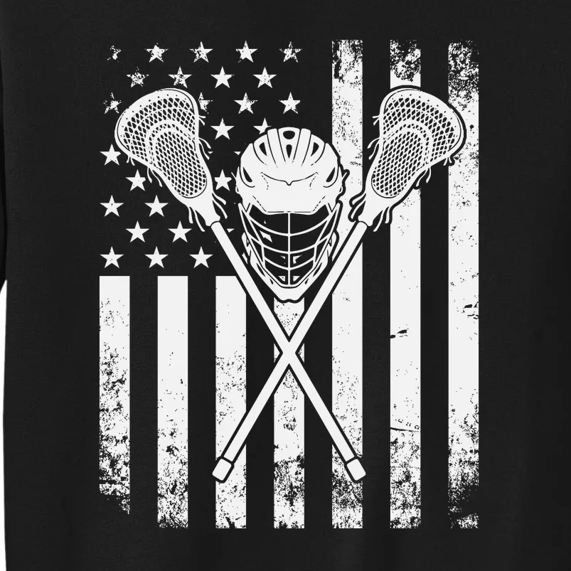 Lacrosse Player Gift LAX American Flag Sweatshirt