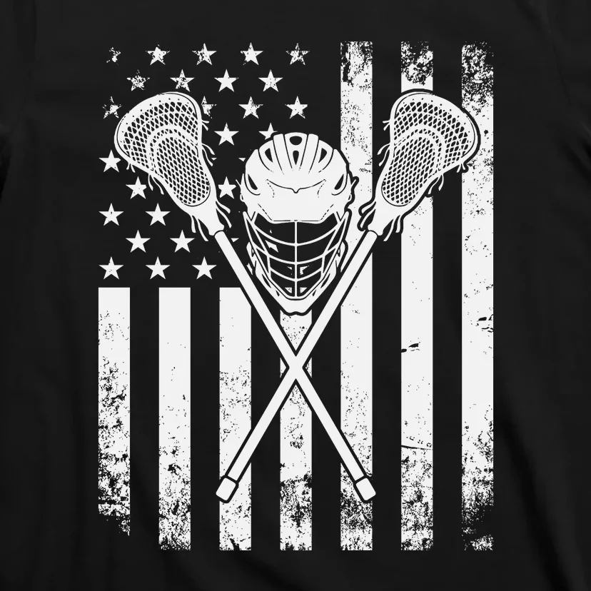 Lacrosse Player Gift LAX American Flag T-Shirt