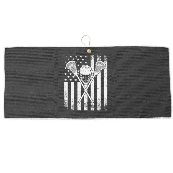 Lacrosse Player Gift LAX American Flag Large Microfiber Waffle Golf Towel