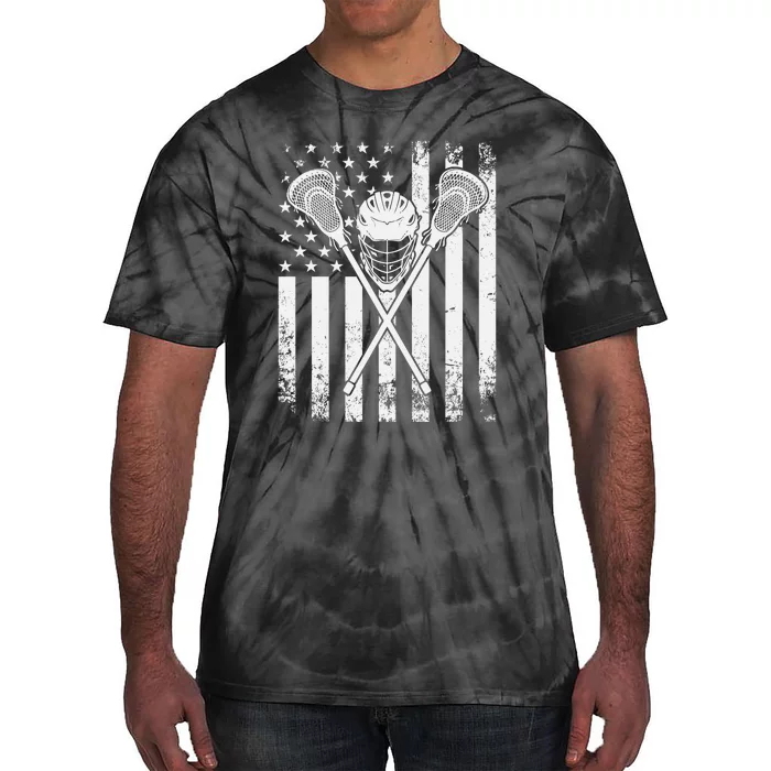 Lacrosse Player Gift LAX American Flag Tie-Dye T-Shirt