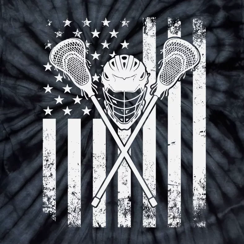 Lacrosse Player Gift LAX American Flag Tie-Dye T-Shirt