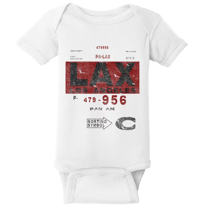 LAX Los Angeles Airport Vintage Airline Tag Travel Pilot Tee Baby Bodysuit