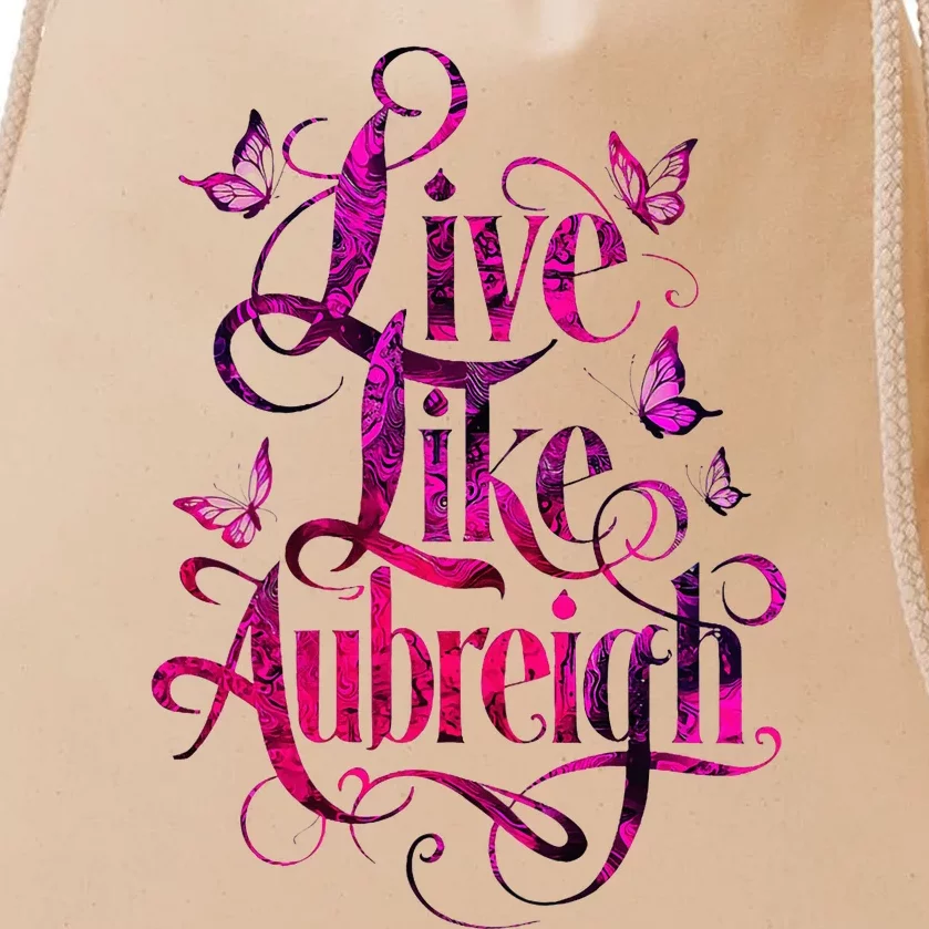 Live Like Aubreigh Dreamy Inspirational Butterfly Drawstring Bag