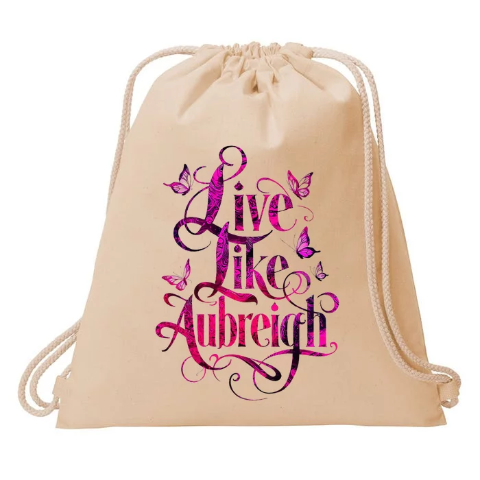 Live Like Aubreigh Dreamy Inspirational Butterfly Drawstring Bag