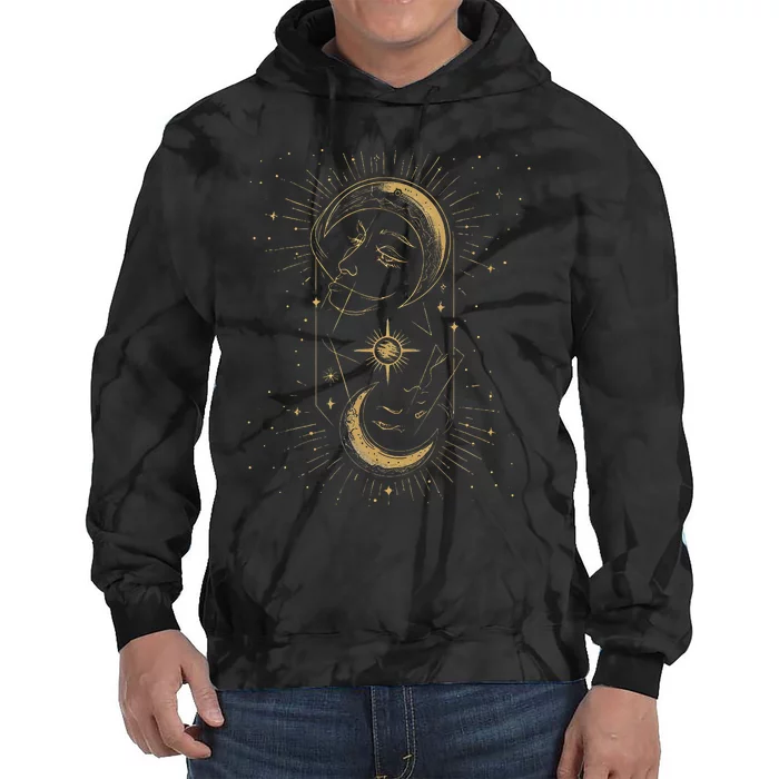 Lunar Luminescence Abstract Sun Moon Tie Dye Hoodie