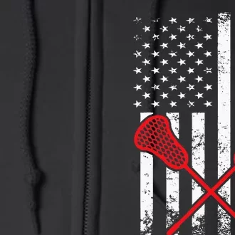 Lacrosse LAX American USA Flag Full Zip Hoodie