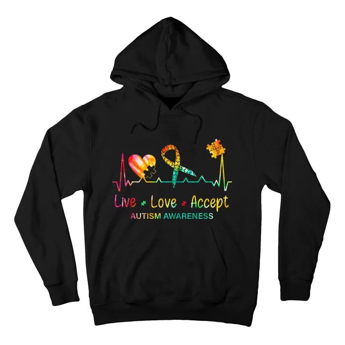 Live Love Accept Autism Month Tie Dye Hoodie