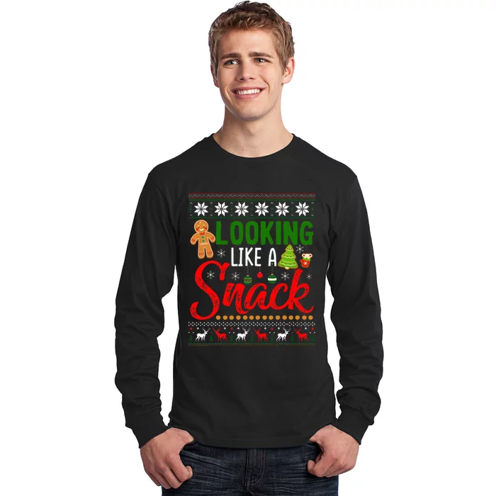 Looking Like A Snack Funny Christmas Cookie Ugly Sweater Long Sleeve Shirt