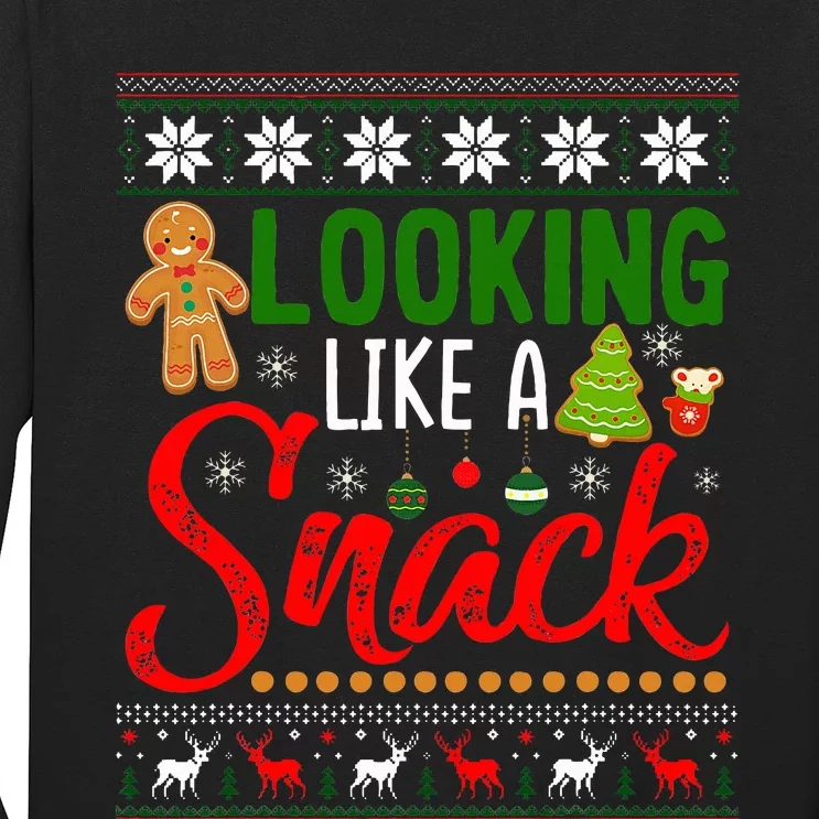 Looking Like A Snack Funny Christmas Cookie Ugly Sweater Long Sleeve Shirt