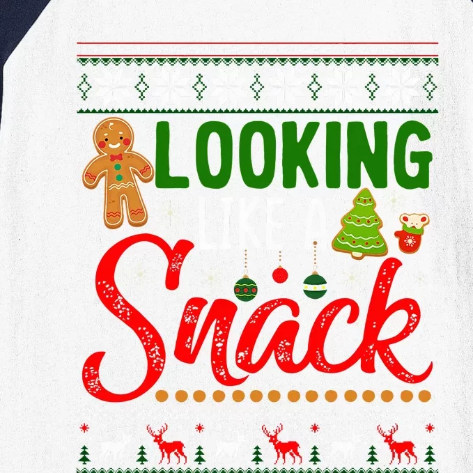 Looking Like A Snack Funny Christmas Cookie Ugly Sweater Baseball Sleeve Shirt