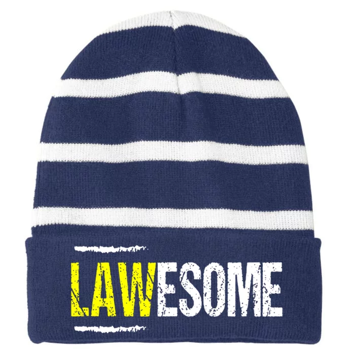 Lawesome Striped Beanie with Solid Band