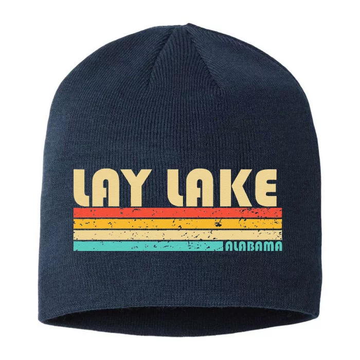 Lay Lake Alabama Funny Fishing Camping Summer 8 1/2in Sustainable Knit Beanie