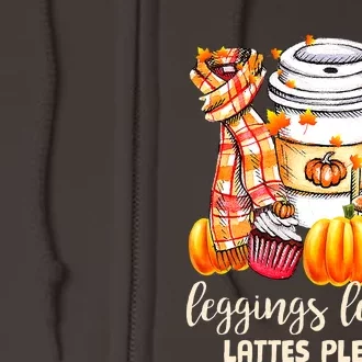 Leggings Leaves and Lattes Please Cute Coffee Fall Gift Full Zip Hoodie