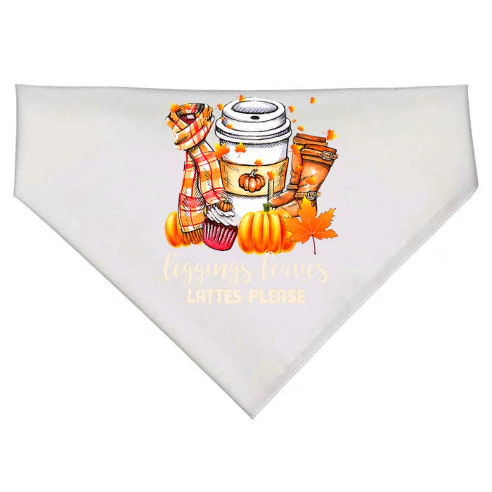 Leggings Leaves and Lattes Please Cute Coffee Fall Gift USA-Made Doggie Bandana