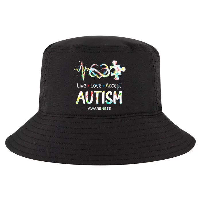 Live Love Accept Autism Awareness Month Support Acceptance Cool Comfort Performance Bucket Hat