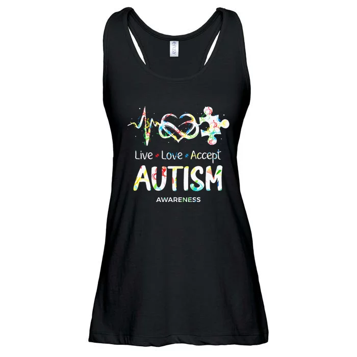 Live Love Accept Autism Awareness Month Support Acceptance Ladies Essential Flowy Tank