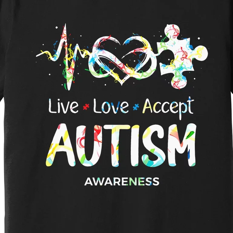 Live Love Accept Autism Awareness Month Support Acceptance Premium T-Shirt