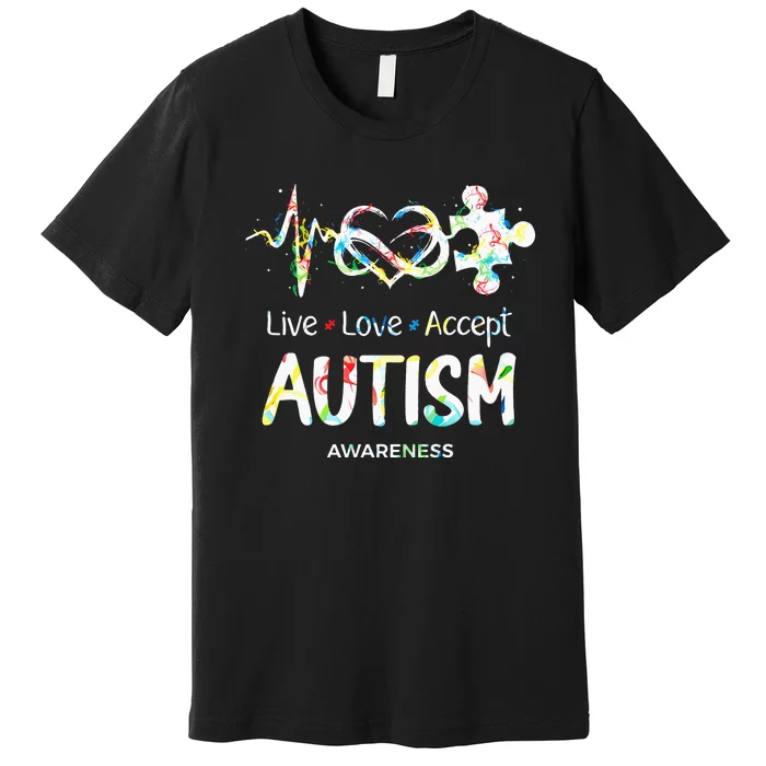 Live Love Accept Autism Awareness Month Support Acceptance Premium T-Shirt