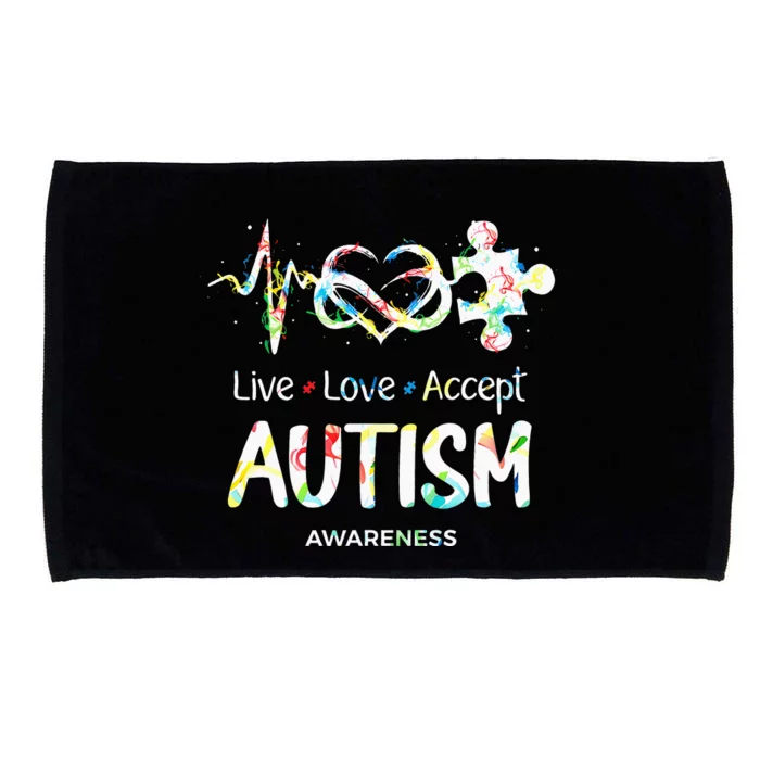 Live Love Accept Autism Awareness Month Support Acceptance Microfiber Hand Towel