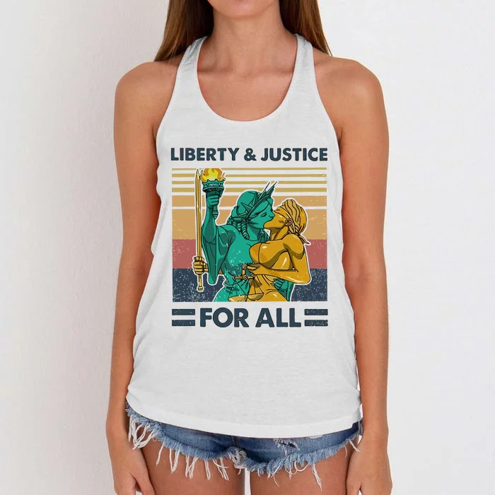 Lgbt Liberty And Justice For All Women's Knotted Racerback Tank