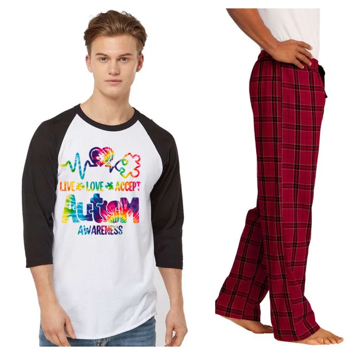 Live Love Accept Autism Awareness Colorful Raglan Sleeve Pajama Set