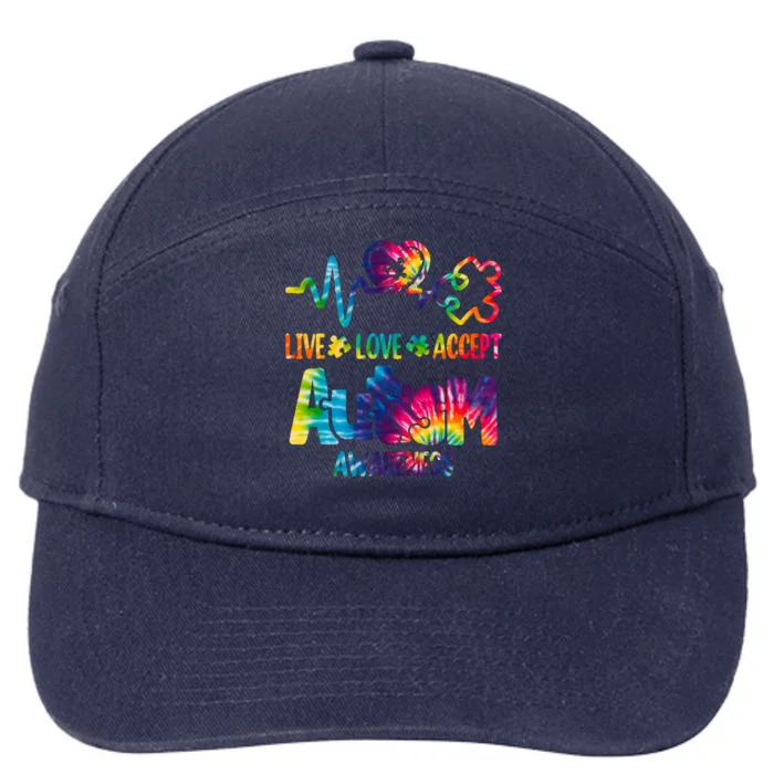 Live Love Accept Autism Awareness Colorful 7-Panel Snapback Hat