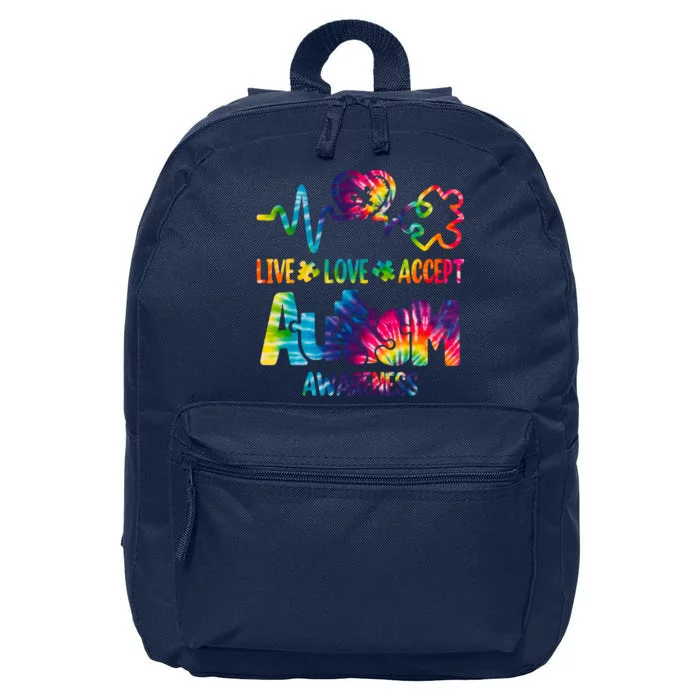 Live Love Accept Autism Awareness Colorful 16 in Basic Backpack