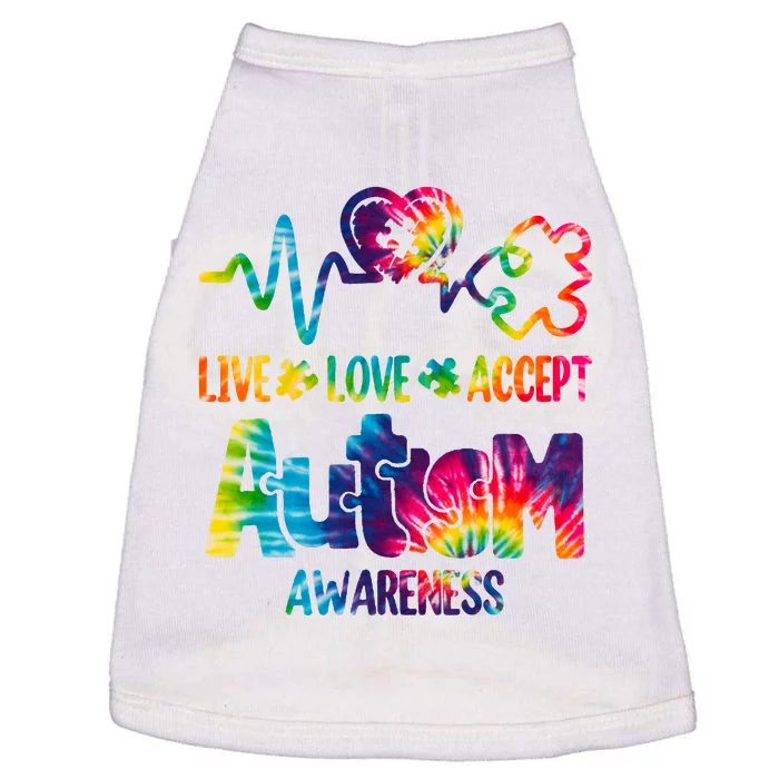 Live Love Accept Autism Awareness Colorful Doggie Tank